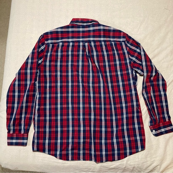 CHAPS Red, White, & Blue Button Down Long Sleeve Shirt | Stretch Easy Care - Picture 5 of 14